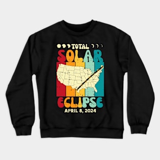 Total Solar Eclipse April 8 2024 Retro Groovy Women Kids Men Crewneck Sweatshirt